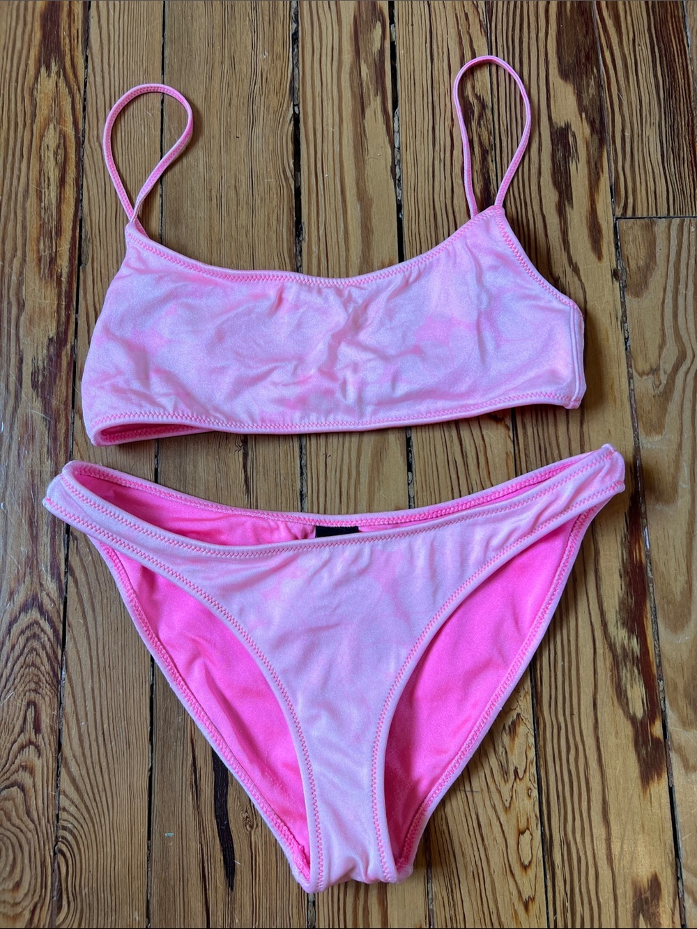triangl pink floral bikini set